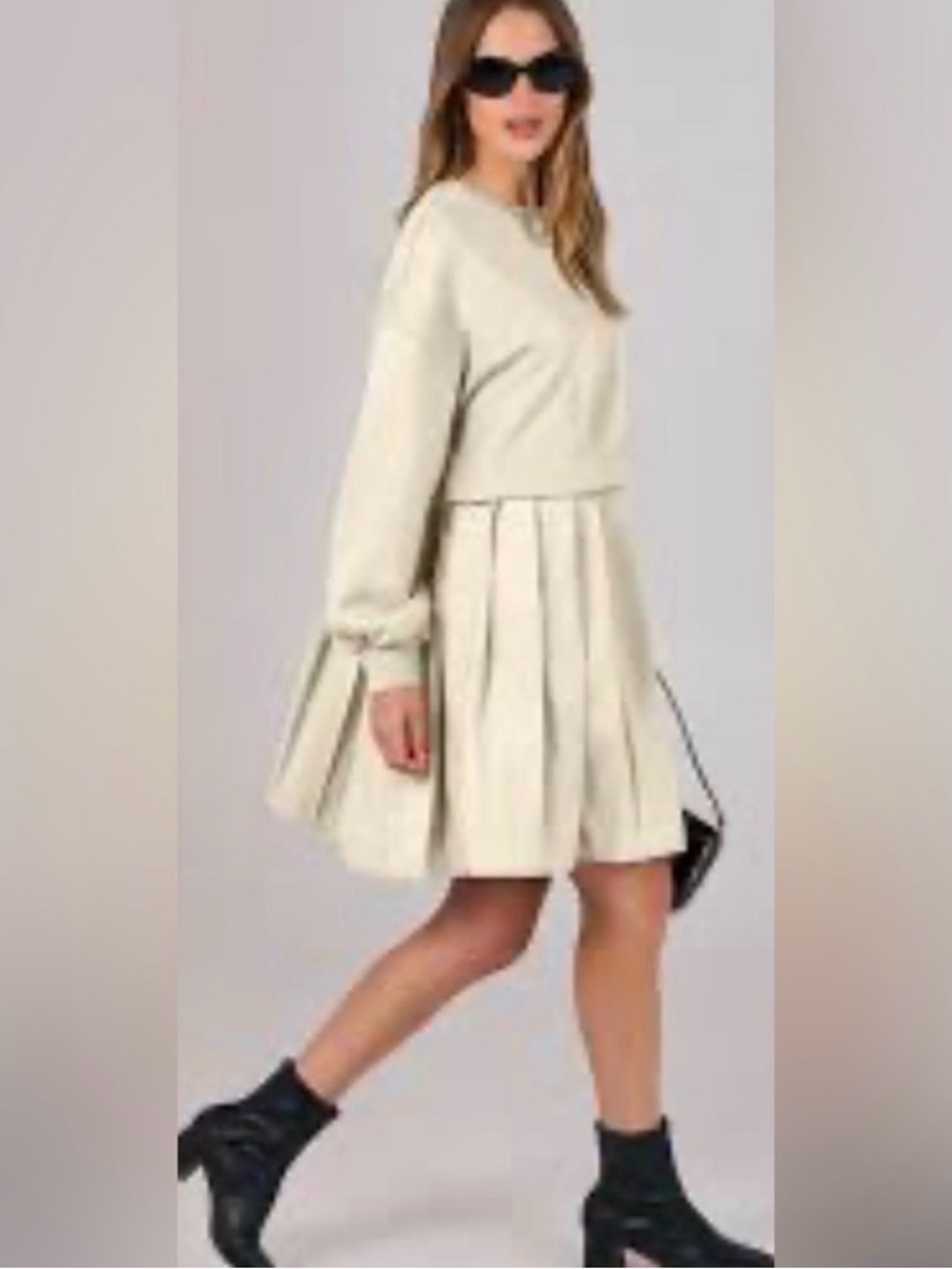ANRABESS Oversized Sweatshirt Dress with Pleated Skirt - New with Label - Size M - Picture 2 of 7